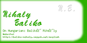 mihaly baliko business card